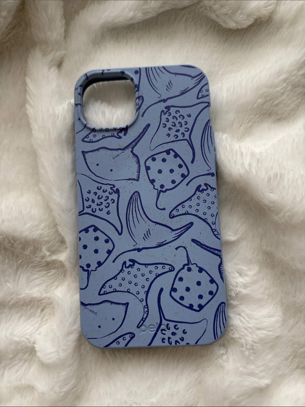 Blue Patterned Stingray iPhone 14 Max Pela Case